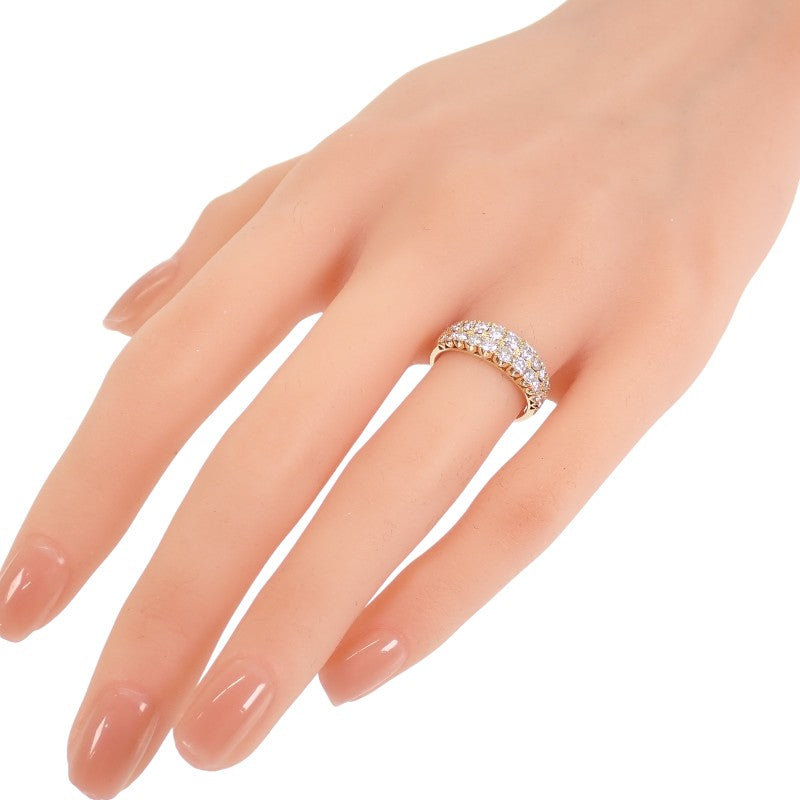 Designer Jewelry Half Pave Ring, Size 12, K18 Yellow Gold Diamond Women's