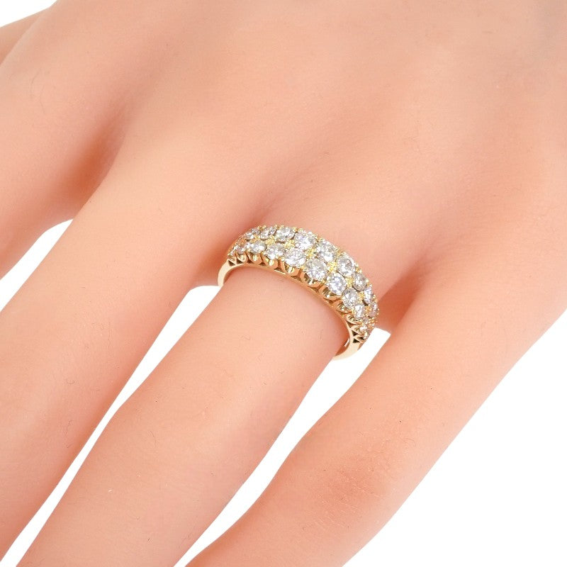 Designer Jewelry Half Pave Ring, Size 12, K18 Yellow Gold Diamond Women's