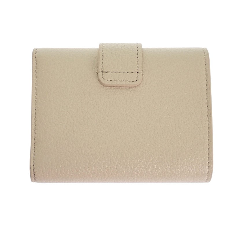 セリーヌ CELINE ファインストラップウォレット 10M963GHH.01CR 三つ折り財布 カーフ ベージュ クリーム ゴールド金具 レディース【中古】【Aランク】