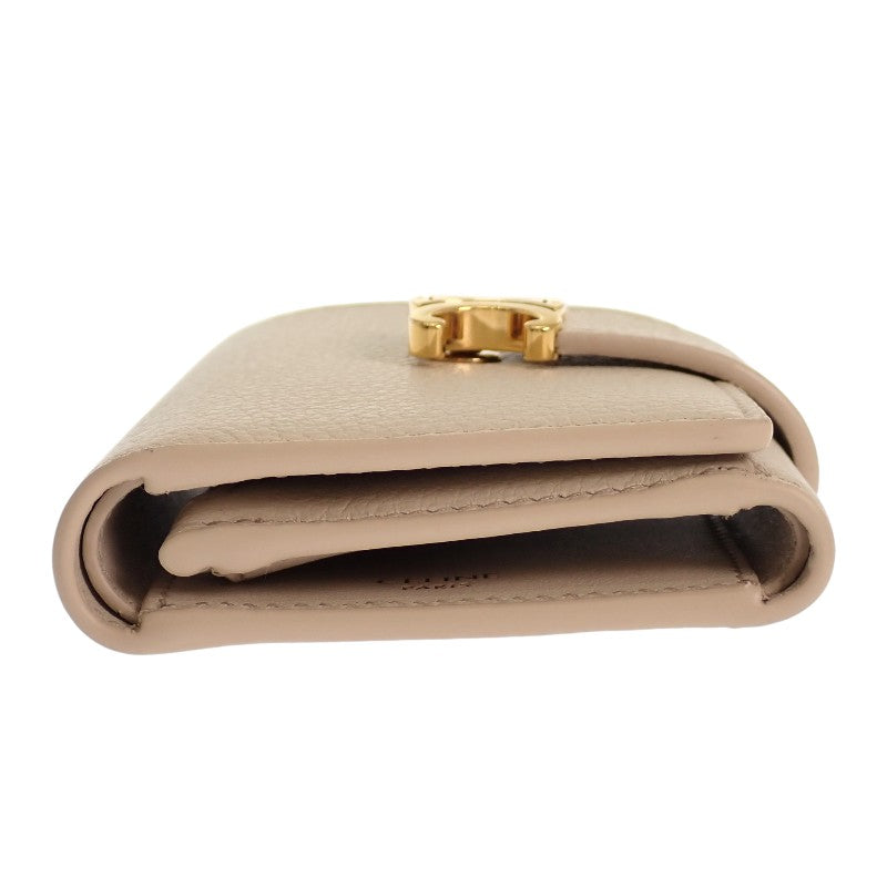 セリーヌ CELINE ファインストラップウォレット 10M963GHH.01CR 三つ折り財布 カーフ ベージュ クリーム ゴールド金具 レディース【中古】【Aランク】