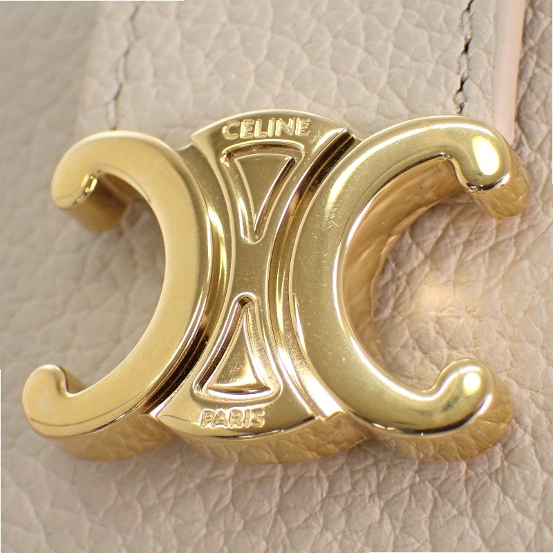 セリーヌ CELINE ファインストラップウォレット 10M963GHH.01CR 三つ折り財布 カーフ ベージュ クリーム ゴールド金具 レディース【中古】【Aランク】