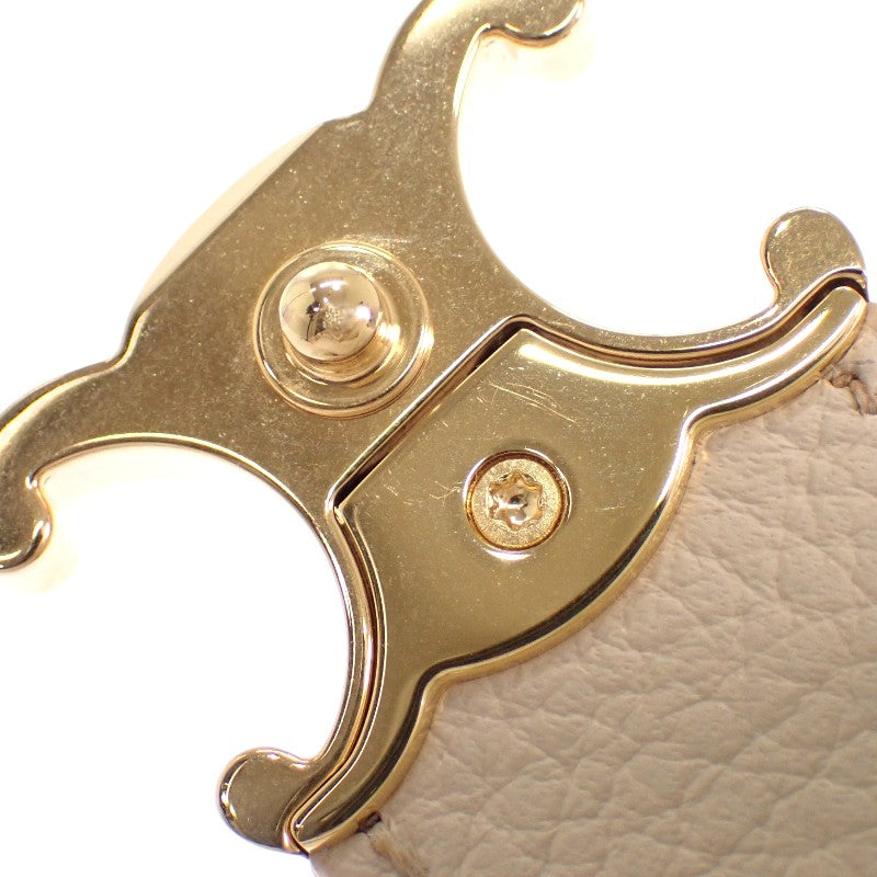 セリーヌ CELINE ファインストラップウォレット 10M963GHH.01CR 三つ折り財布 カーフ ベージュ クリーム ゴールド金具 レディース【中古】【Aランク】
