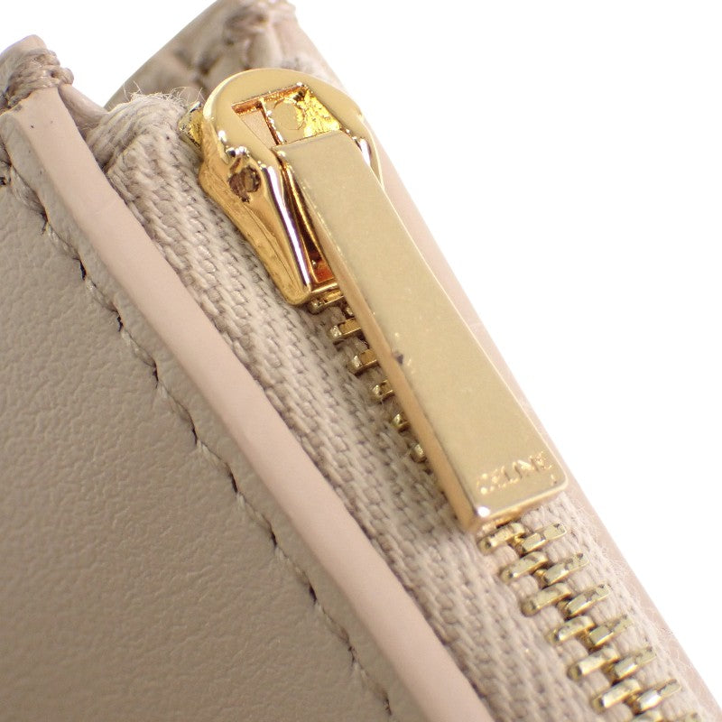セリーヌ CELINE ファインストラップウォレット 10M963GHH.01CR 三つ折り財布 カーフ ベージュ クリーム ゴールド金具 レディース【中古】【Aランク】