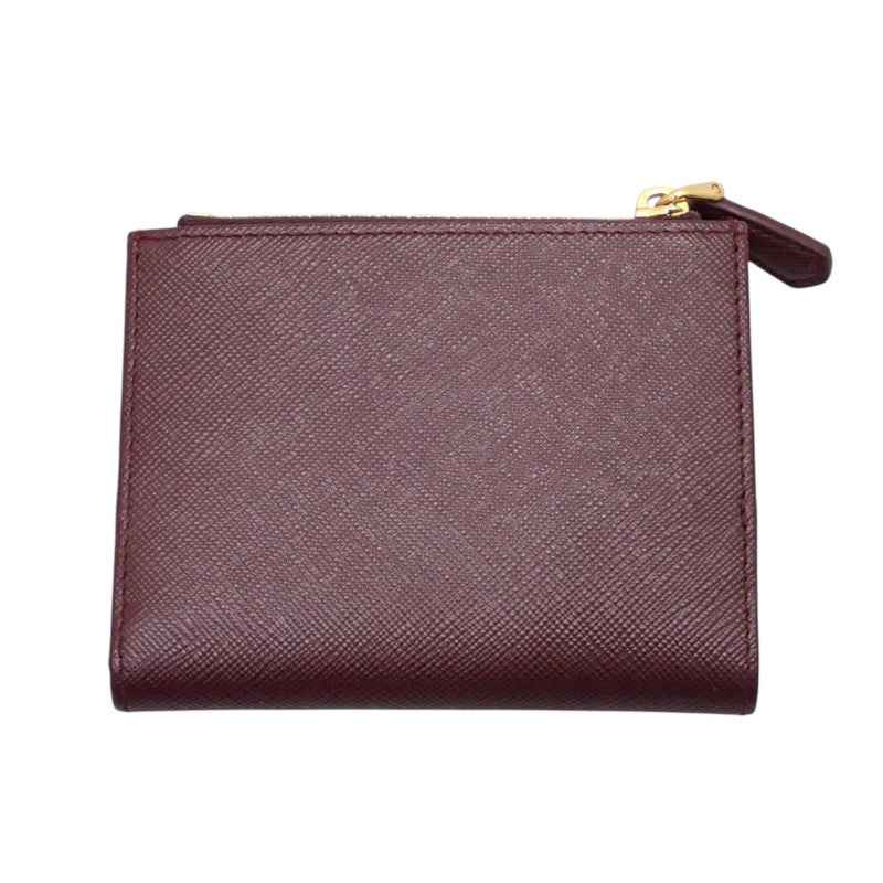 プラダ PRADA トライアングル 1ML050_QHH_F0007 二つ折り財布 サフィアーノ ボルドー バーガンディ ゴールド金具 レディース【中古】【ABランク】
