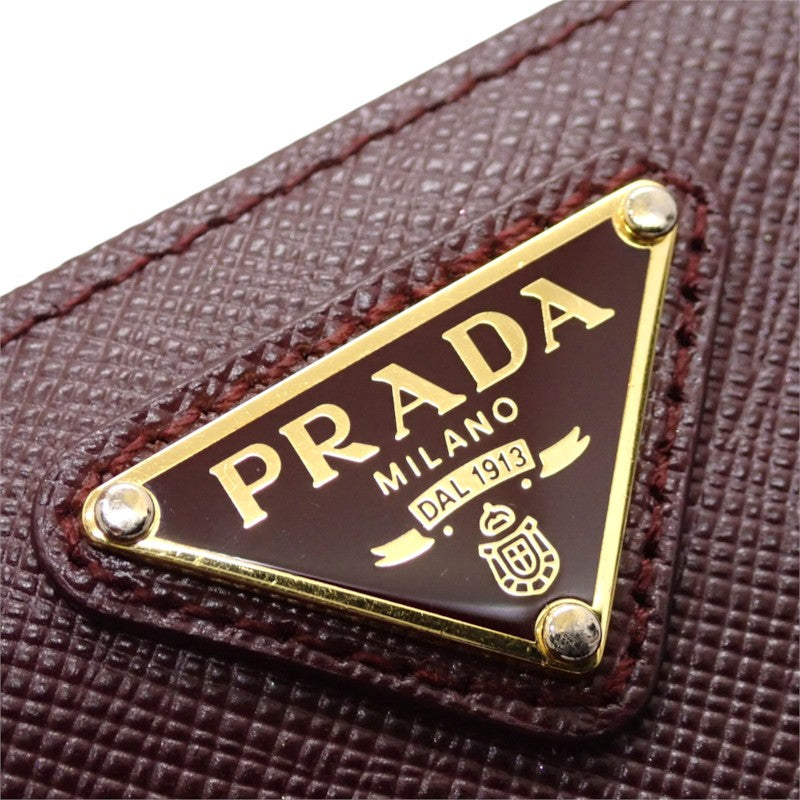 プラダ PRADA トライアングル 1ML050_QHH_F0007 二つ折り財布 サフィアーノ ボルドー バーガンディ ゴールド金具 レディース【中古】【ABランク】
