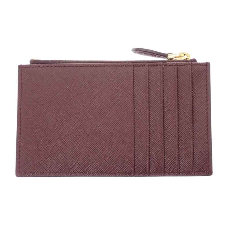 プラダ PRADA トライアングル 1MC086_QHH_F0007 カードケース サフィアーノ ボルドー バーガンディ ゴールド金具 レディース【中古】【Aランク】