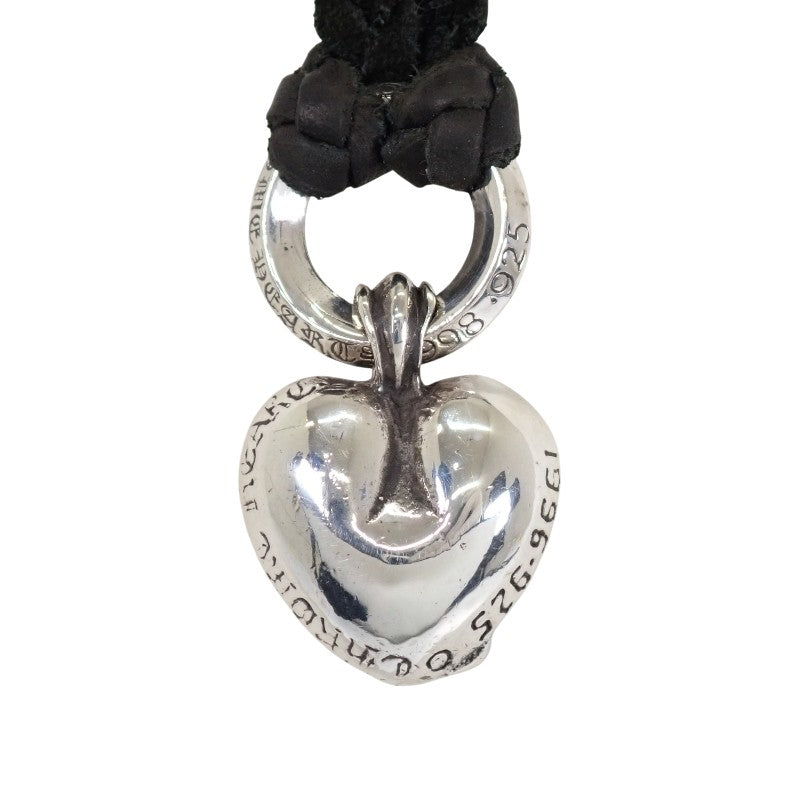 クロムハーツ CHROME HEARTS ハート レザーブレイド ネックレス シルバー925 レザー メンズ【中古】【ABランク】