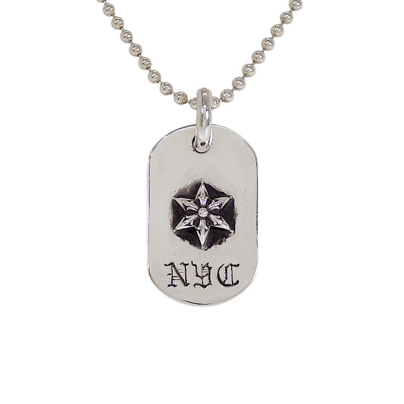 クロムハーツ CHROME HEARTS レイズドスター ドッグタグ ペンダント ネックレス シルバー925 メンズ ユニセックス【中古】【Bランク】