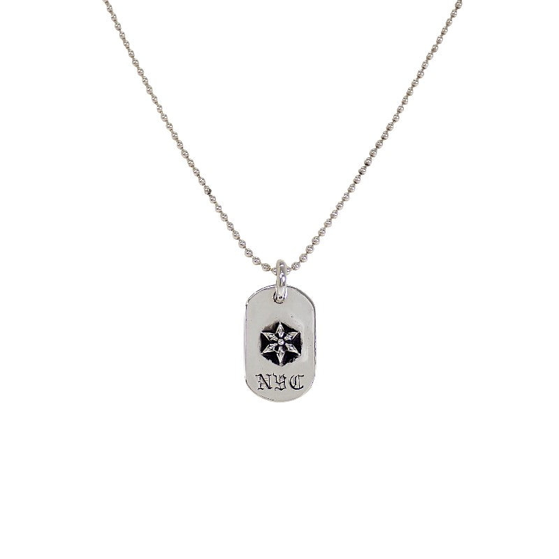 クロムハーツ CHROME HEARTS レイズドスター ドッグタグ ペンダント ネックレス シルバー925 メンズ ユニセックス【中古】【Bランク】