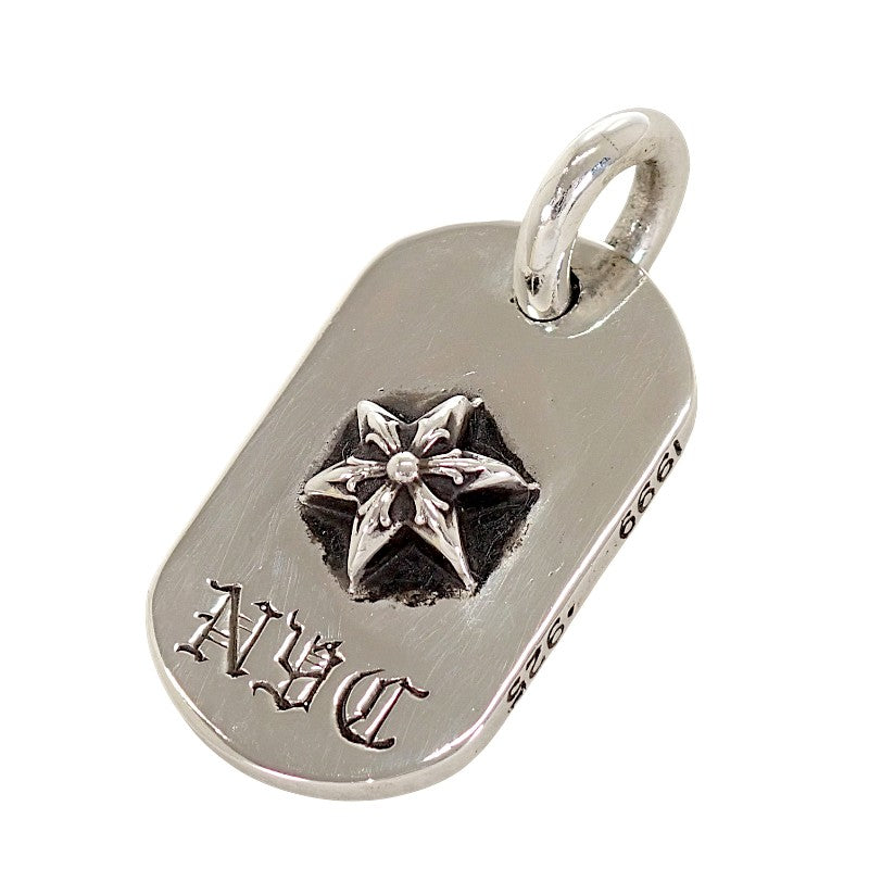 クロムハーツ CHROME HEARTS レイズドスター ドッグタグ ペンダント ネックレス シルバー925 メンズ ユニセックス【中古】【Bランク】