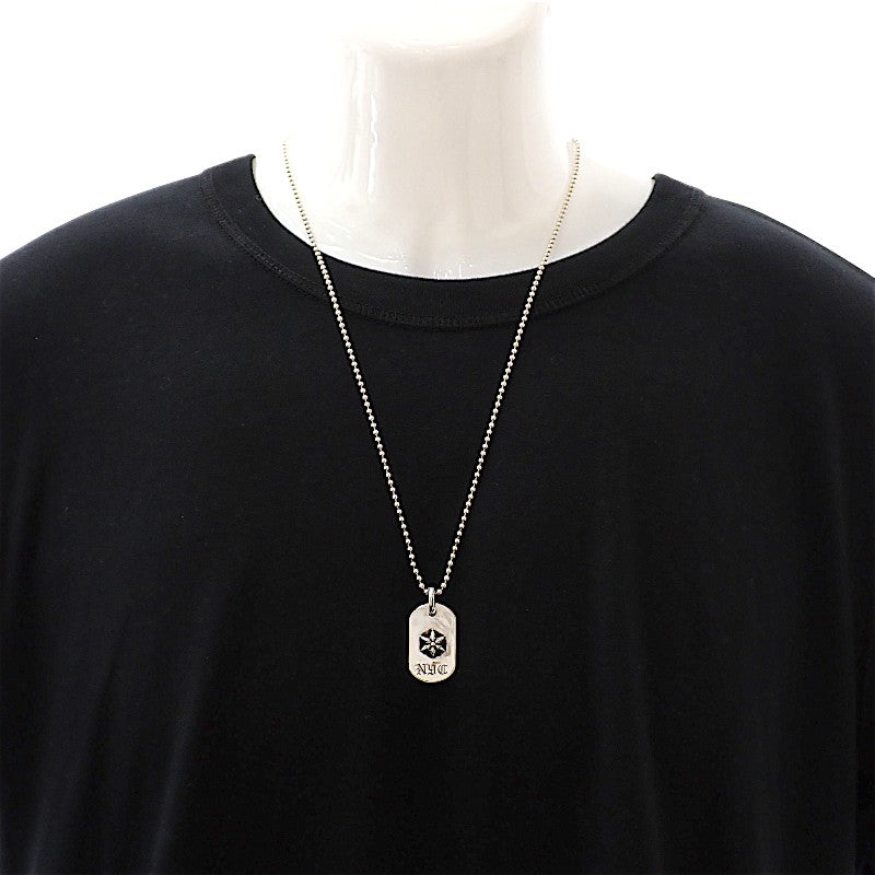 クロムハーツ CHROME HEARTS レイズドスター ドッグタグ ペンダント ネックレス シルバー925 メンズ ユニセックス【中古】【Bランク】
