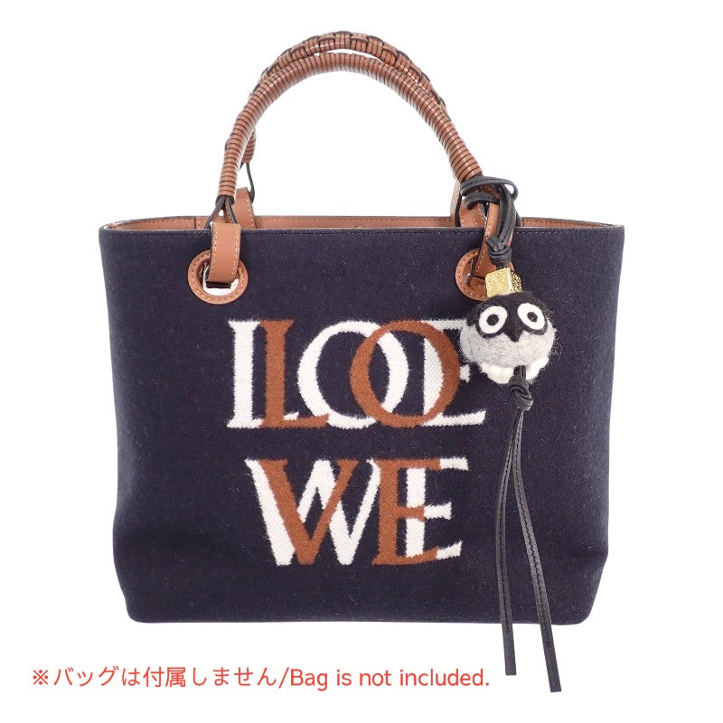 ロエベ LOEWE オウルチャーム フクロウチャーム C880232X04 バッグチャーム フェルト レザー ブラック グレー ゴールド金具 レディース【中古】【ABランク】