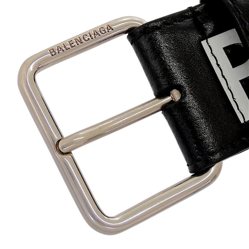 バレンシアガ BALENCIAGA プリントレターベルト 85 835711 2ABZS 1060 ベルト カーフ ブラック シルバー金具 メンズ【中古】【ABランク】