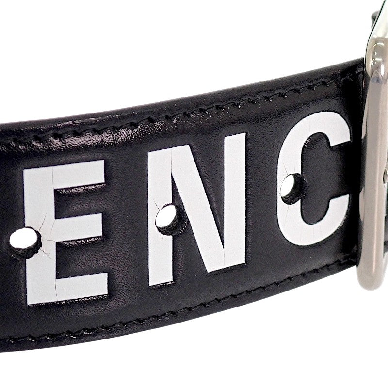 バレンシアガ BALENCIAGA プリントレターベルト 85 835711 2ABZS 1060 ベルト カーフ ブラック シルバー金具 メンズ【中古】【ABランク】
