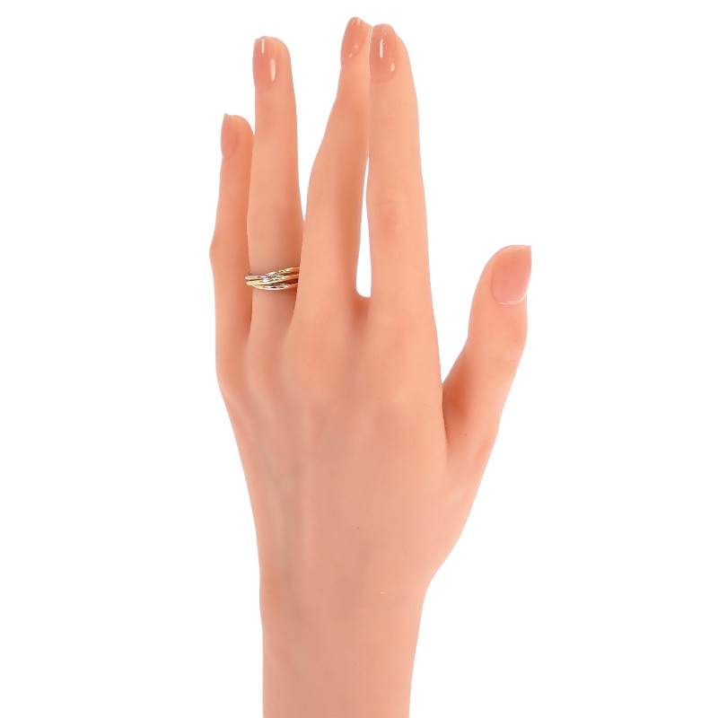 卡地亞 CARTIER Trinity 戒指 9號 K18黃金 K18玫瑰金 K18白金 女士【中古】【A級成色】