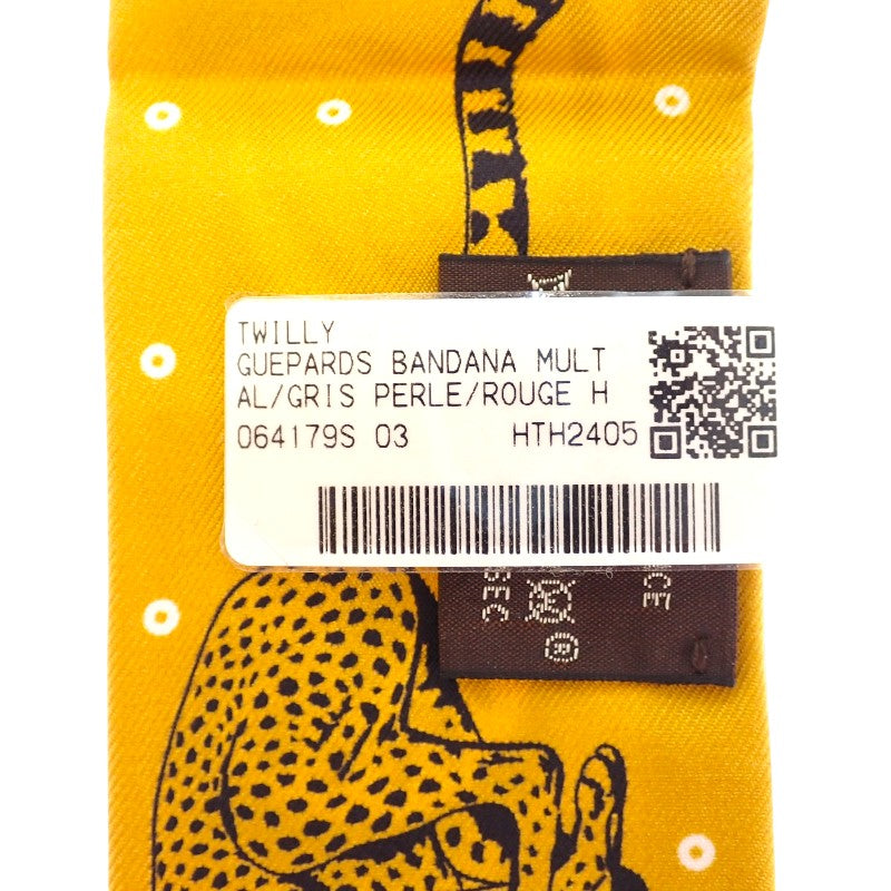 エルメス HERMES ツイリー GUEPARDS BANDANA H064179S_03 スカーフ シルク グリペール×ルージュアッシュ イエロー レディース【中古】【Aランク】