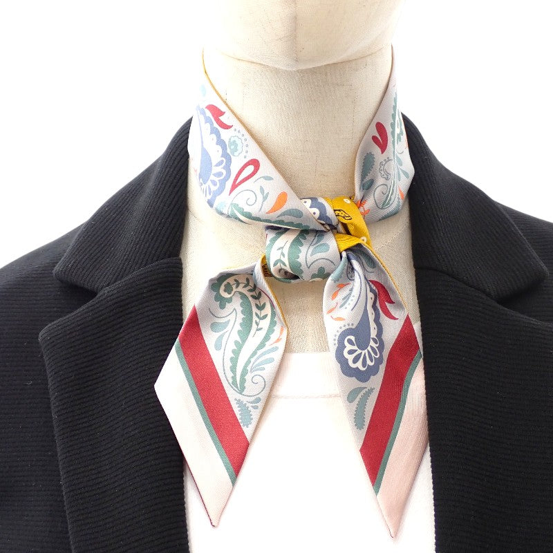 エルメス HERMES ツイリー GUEPARDS BANDANA H064179S_03 スカーフ シルク グリペール×ルージュアッシュ イエロー レディース【中古】【Aランク】