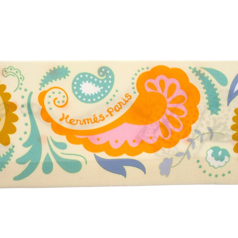 エルメス HERMES ツイリー GUEPARDS BANDANA H064179S_07 スカーフ シルク ジョーヌ・スフル×オレンジ×グリーン ホワイト レディース【中古】【Aランク】