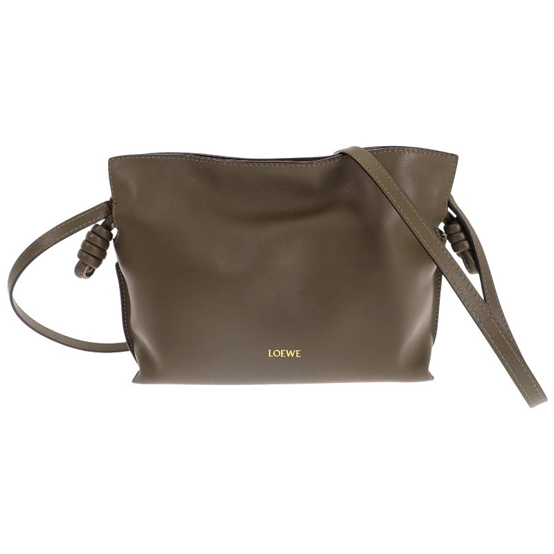 ロエベ LOEWE フラメンコクラッチ ミニ A411FC2XA6 2WAYバッグ ナッパカーフスキン ダークカーキ ゴールド金具 レディース【中古】【Aランク】