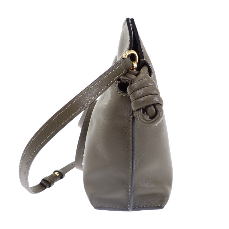 ロエベ LOEWE フラメンコクラッチ ミニ A411FC2XA6 2WAYバッグ ナッパカーフスキン ダークカーキ ゴールド金具 レディース【中古】【Aランク】
