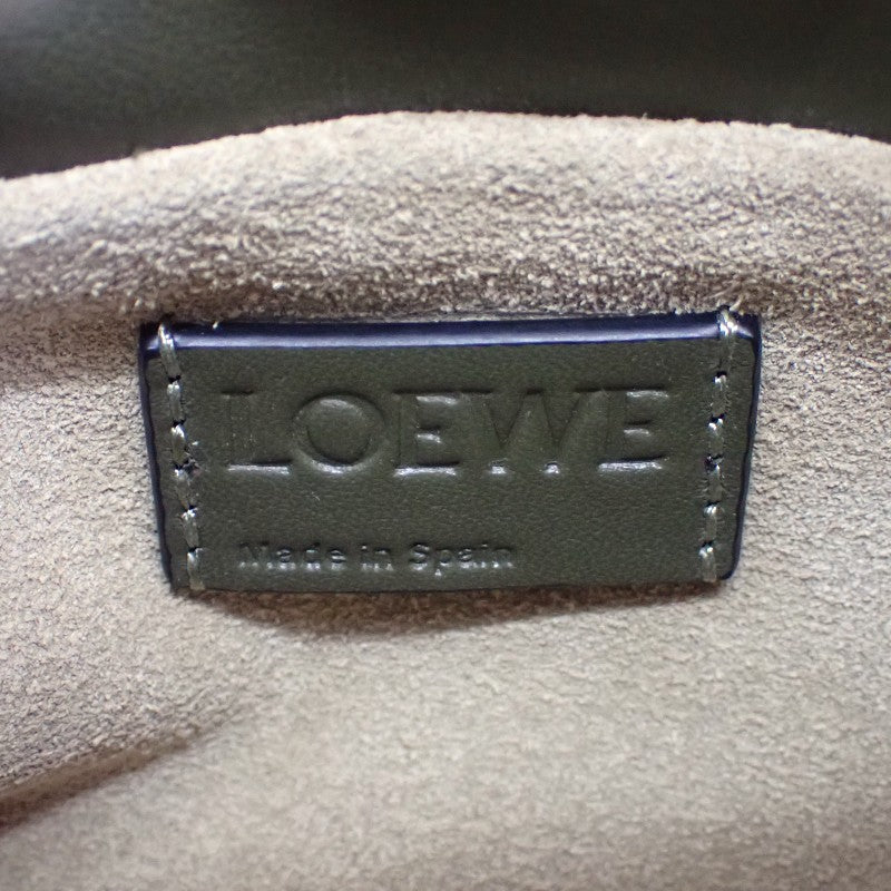 ロエベ LOEWE フラメンコクラッチ ミニ A411FC2XA6 2WAYバッグ ナッパカーフスキン ダークカーキ ゴールド金具 レディース【中古】【Aランク】