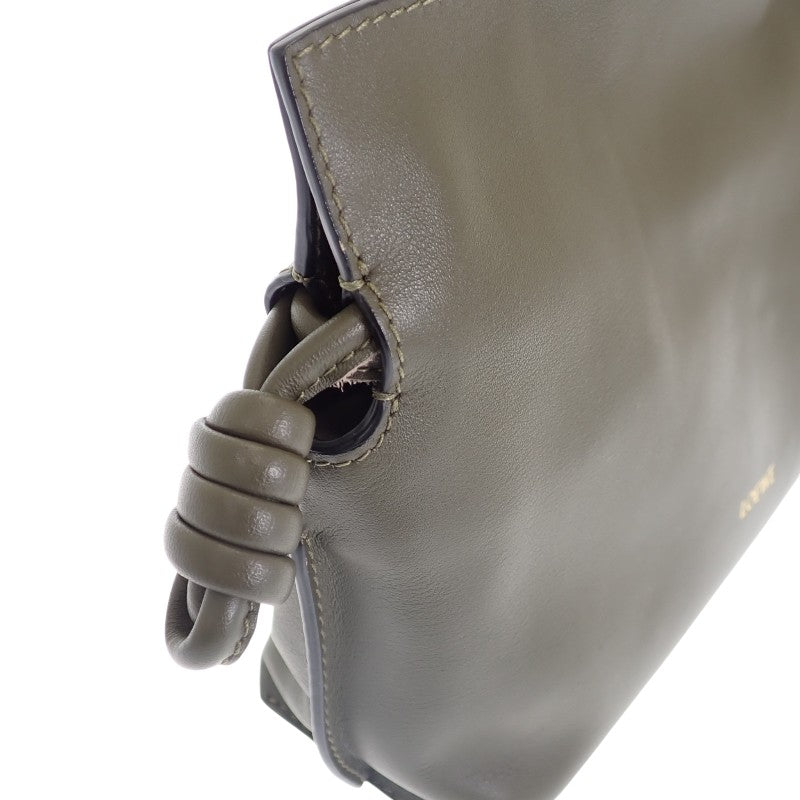 ロエベ LOEWE フラメンコクラッチ ミニ A411FC2XA6 2WAYバッグ ナッパカーフスキン ダークカーキ ゴールド金具 レディース【中古】【Aランク】