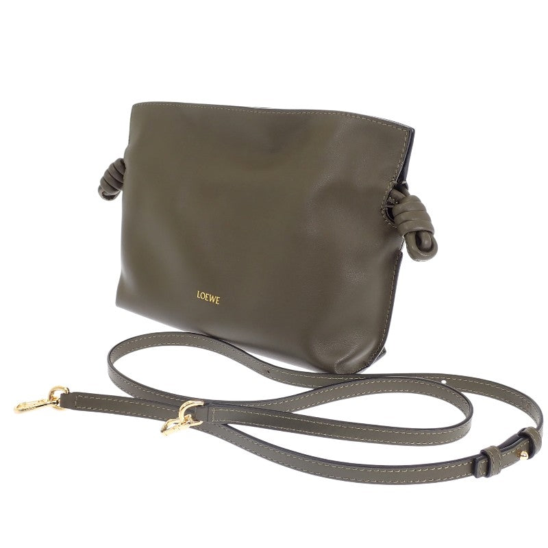 ロエベ LOEWE フラメンコクラッチ ミニ A411FC2XA6 2WAYバッグ ナッパカーフスキン ダークカーキ ゴールド金具 レディース【中古】【Aランク】