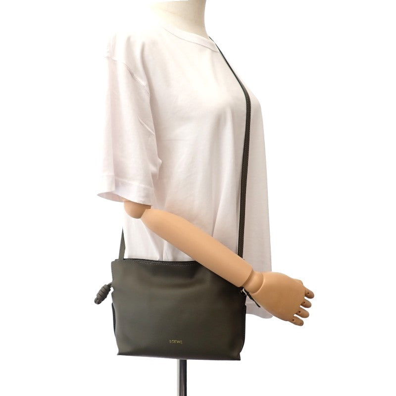 ロエベ LOEWE フラメンコクラッチ ミニ A411FC2XA6 2WAYバッグ ナッパカーフスキン ダークカーキ ゴールド金具 レディース【中古】【Aランク】