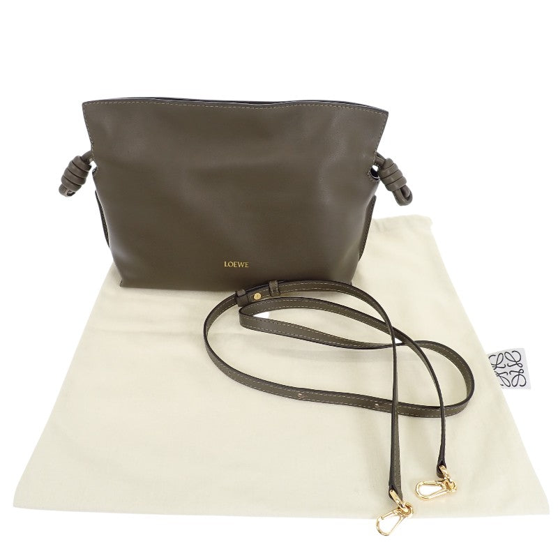 ロエベ LOEWE フラメンコクラッチ ミニ A411FC2XA6 2WAYバッグ ナッパカーフスキン ダークカーキ ゴールド金具 レディース【中古】【Aランク】