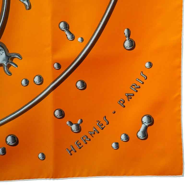 エルメス HERMES カレ90 VIF ARGENT スカーフ シルク オレンジ レディース【中古】【ABランク】
