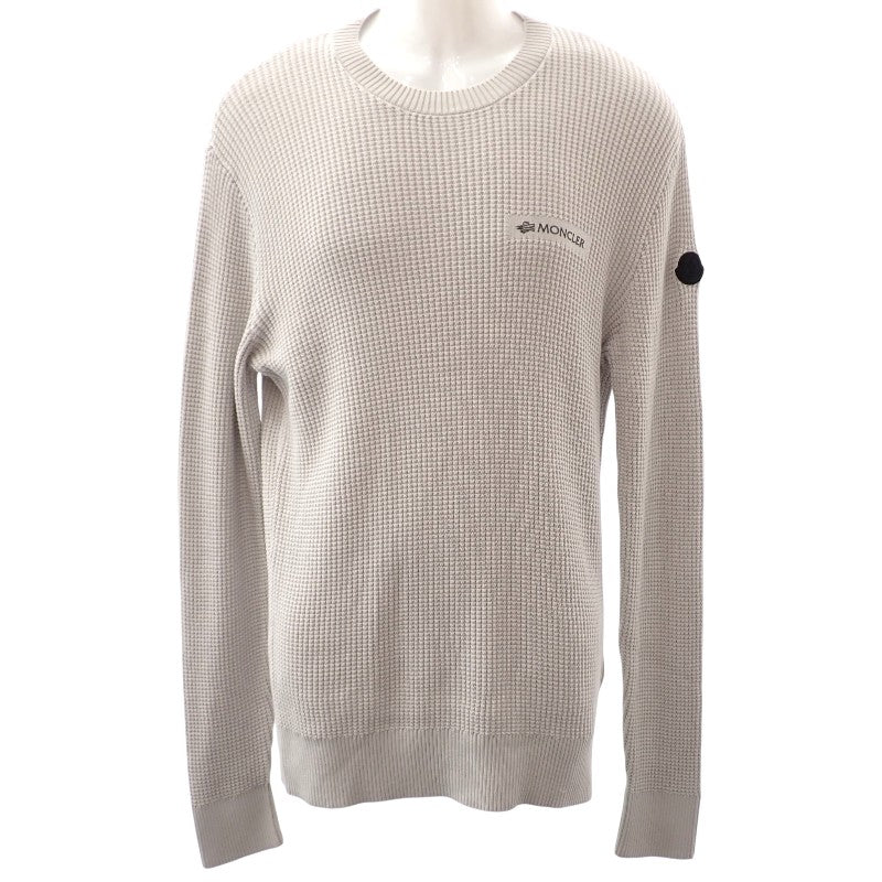 Moncler 盟可睞 GIROCOLLO TRICOT 標誌貼飾 L I20919C00007M1367 毛衣 棉 灰色 男款【中古】【A級品】