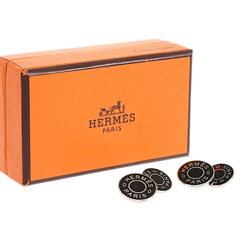 エルメス HERMES セリエ カフリンクス カフス メタル ブラック シルバー金具 メンズ【中古】【ABランク】