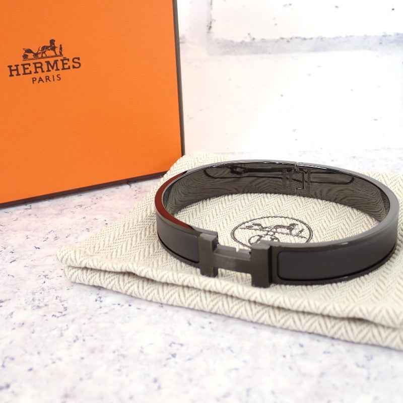 エルメス HERMES ブレスレット クリックHH H703203FK01_T5 バングル エナメル レザー ソーブラック メンズ レディース【中古】【Aランク】