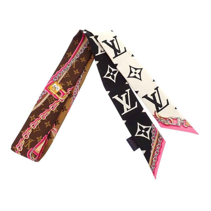 ルイヴィトン LOUIS VUITTON バンドーBB・アルティメット M76676 スカーフ シルク ブラック ホワイト ブラウン レディース【中古】【Aランク】