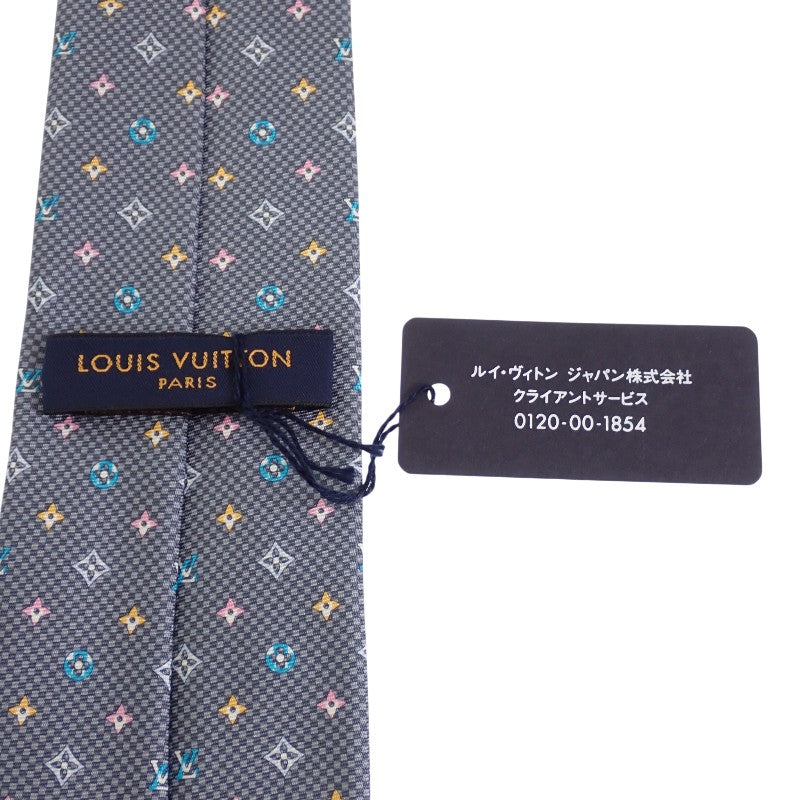 ルイヴィトン LOUIS VUITTON クラヴァット・モノグラムハーロー M76610 ネクタイ シルク グレー マルチカラー メンズ【中古】【SAランク】