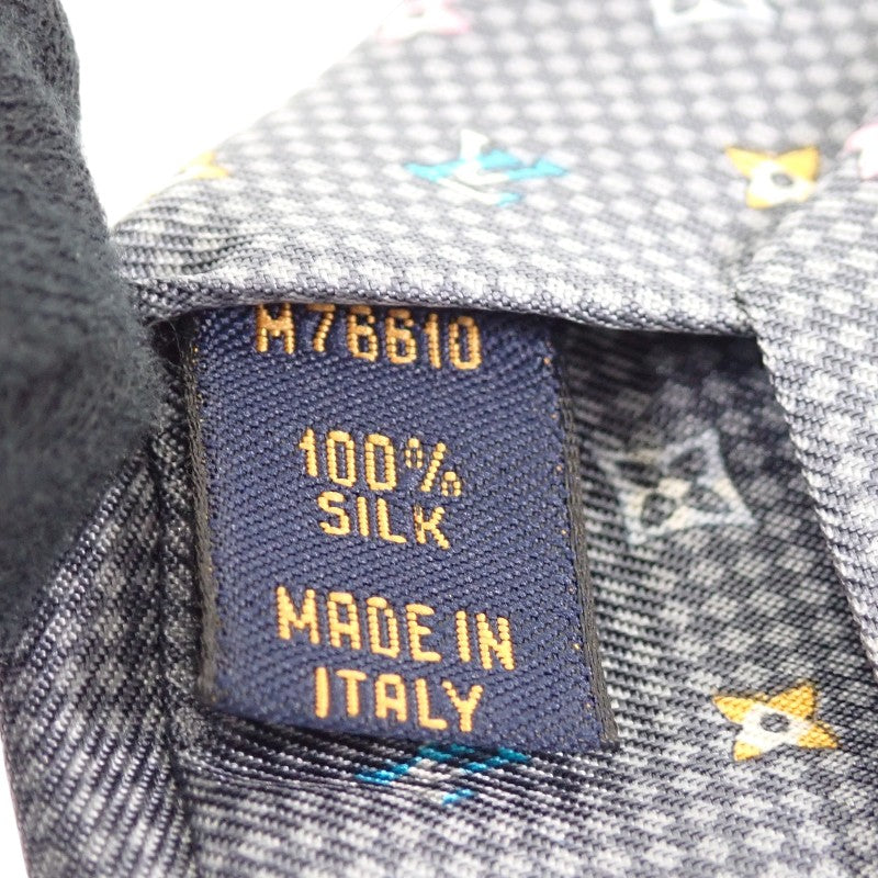 ルイヴィトン LOUIS VUITTON クラヴァット・モノグラムハーロー M76610 ネクタイ シルク グレー マルチカラー メンズ【中古】【SAランク】