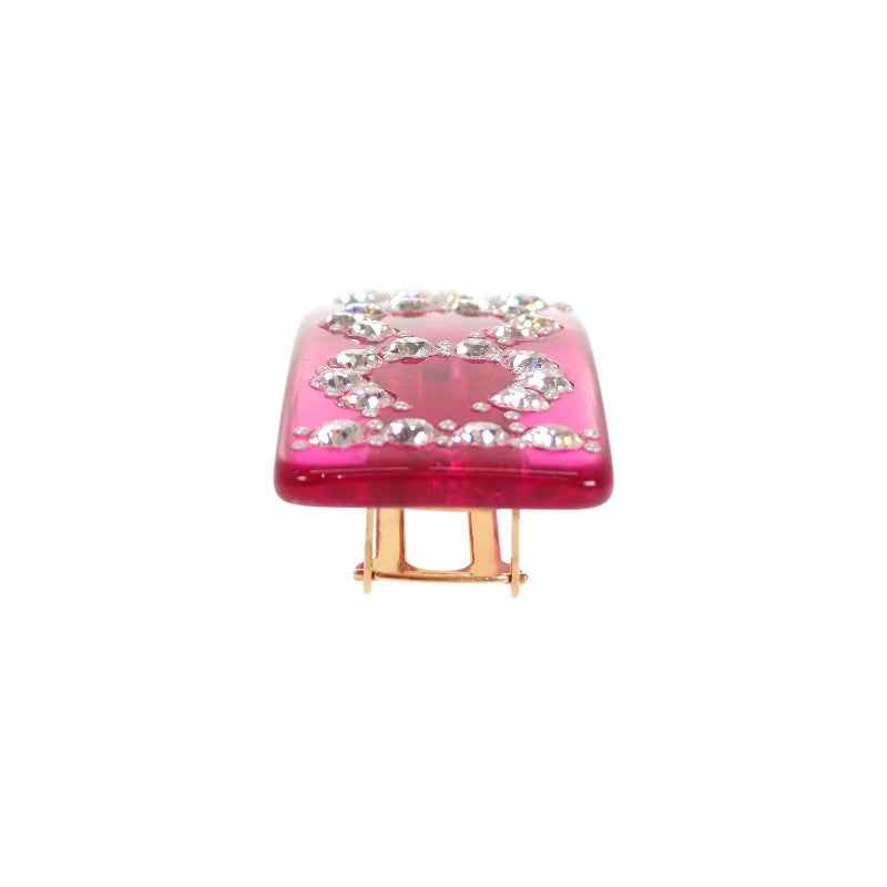 グッチ GUCCI ロゴ ヘアアクセサリー 513120I4771 バレッタ GP クリスタル ピンク レディース【中古】【ABランク】