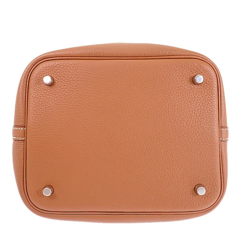 愛馬仕 HERMES Picotin Lock MM 手提包 Taurillon Clemence 牛皮 棕色 銀色五金 女士【二手】【A級品】