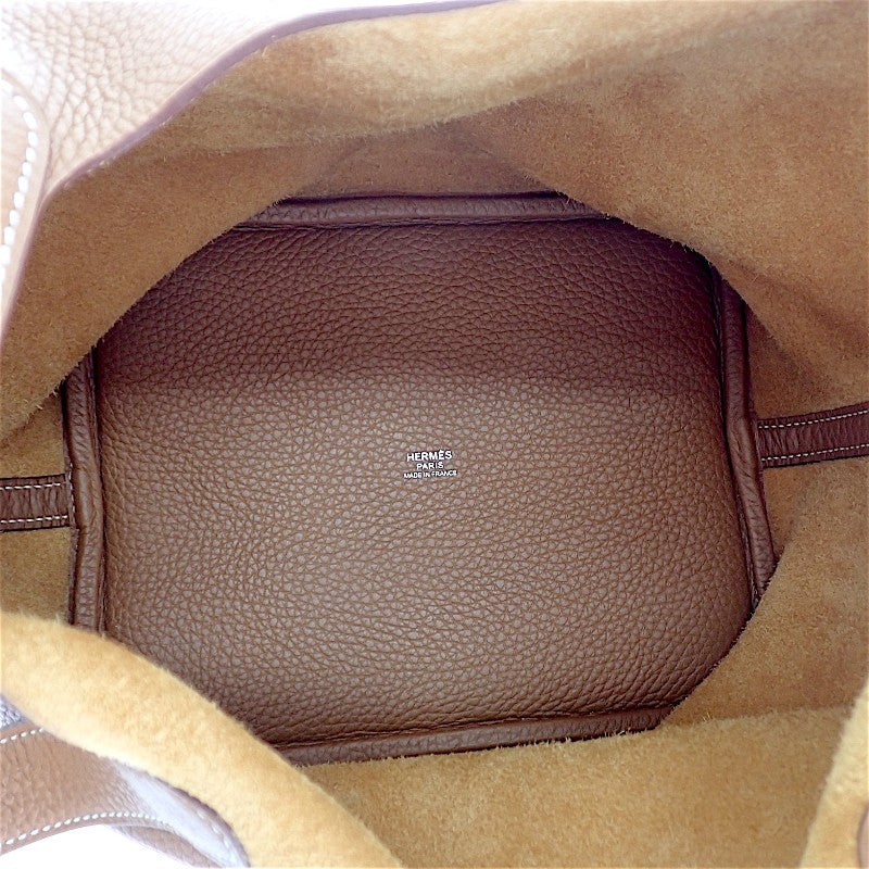 愛馬仕 HERMES Picotin Lock MM 手提包 Taurillon Clemence 牛皮 棕色 銀色五金 女士【二手】【A級品】