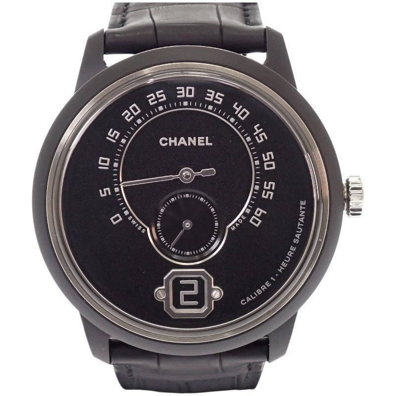 シャネル CHANEL ムッシュー ドゥ シャネル メンズ ウォッチ 世界55本限定 H5486 腕時計 ステンレススチール セラミック ブラック エディションノワール 手巻き ブラック文字盤 メンズ【中古】【Aランク】