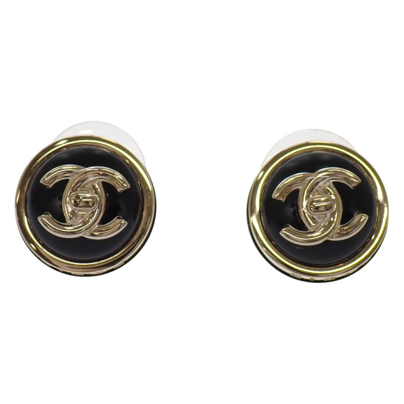 シャネル CHANEL CCターンロック ABA005 ピアス メタル ブラック ゴールド金具 レディース【中古】【Aランク】