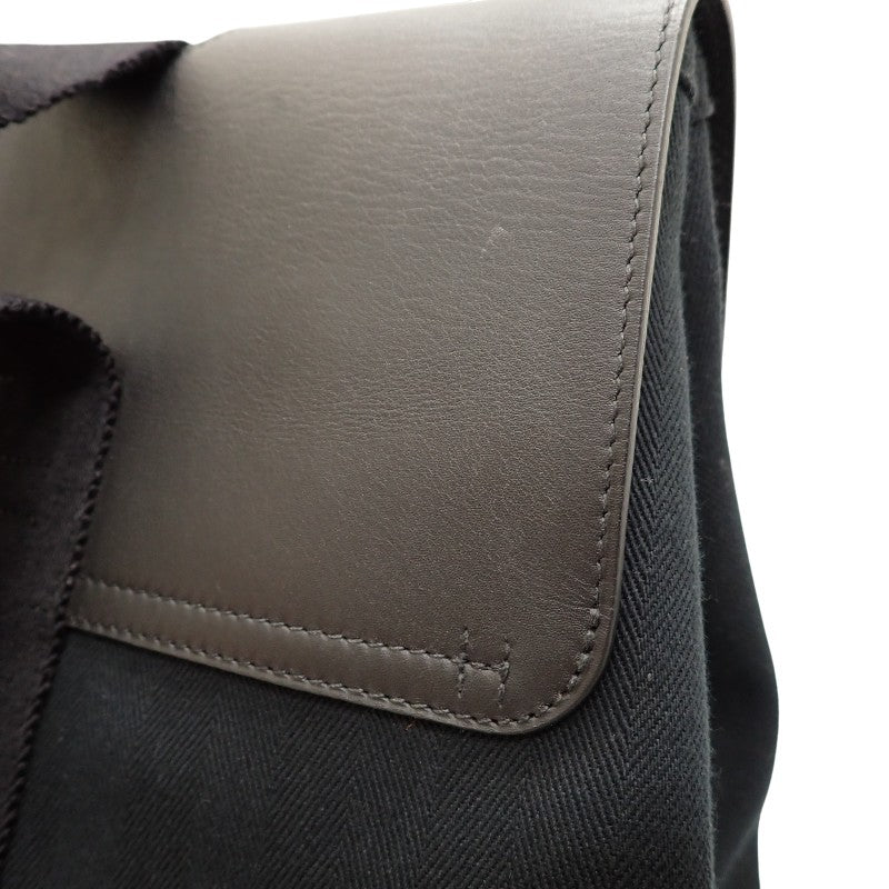 エルメス HERMES ヴァルパライソMM ハンドバッグ レザー キャンバス トワルシェブロン ブラック シルバー金具 レディース メンズ ユニセックス【中古】【ABランク】