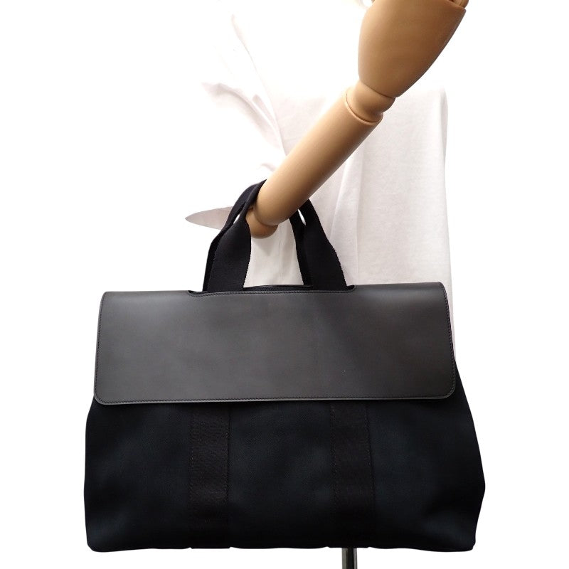 エルメス HERMES ヴァルパライソMM ハンドバッグ レザー キャンバス トワルシェブロン ブラック シルバー金具 レディース メンズ ユニセックス【中古】【ABランク】