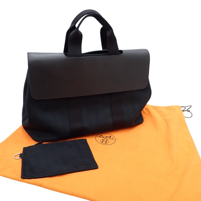 エルメス HERMES ヴァルパライソMM ハンドバッグ レザー キャンバス トワルシェブロン ブラック シルバー金具 レディース メンズ ユニセックス【中古】【ABランク】