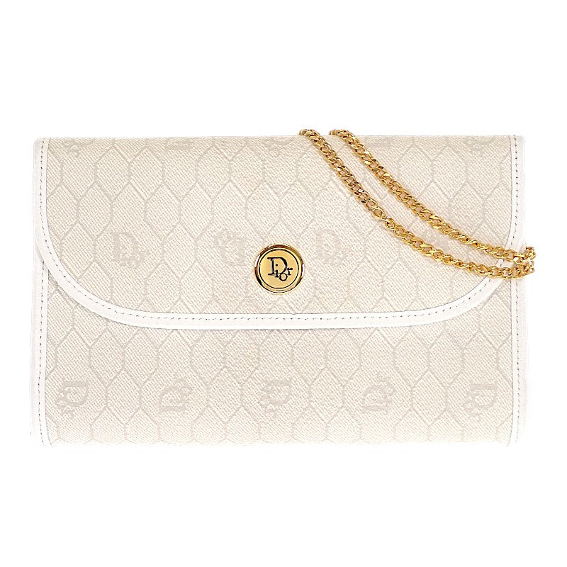 ディオール Dior チェーン ショルダーバッグ PVC レザー ホワイト レディース【中古】【ABランク】