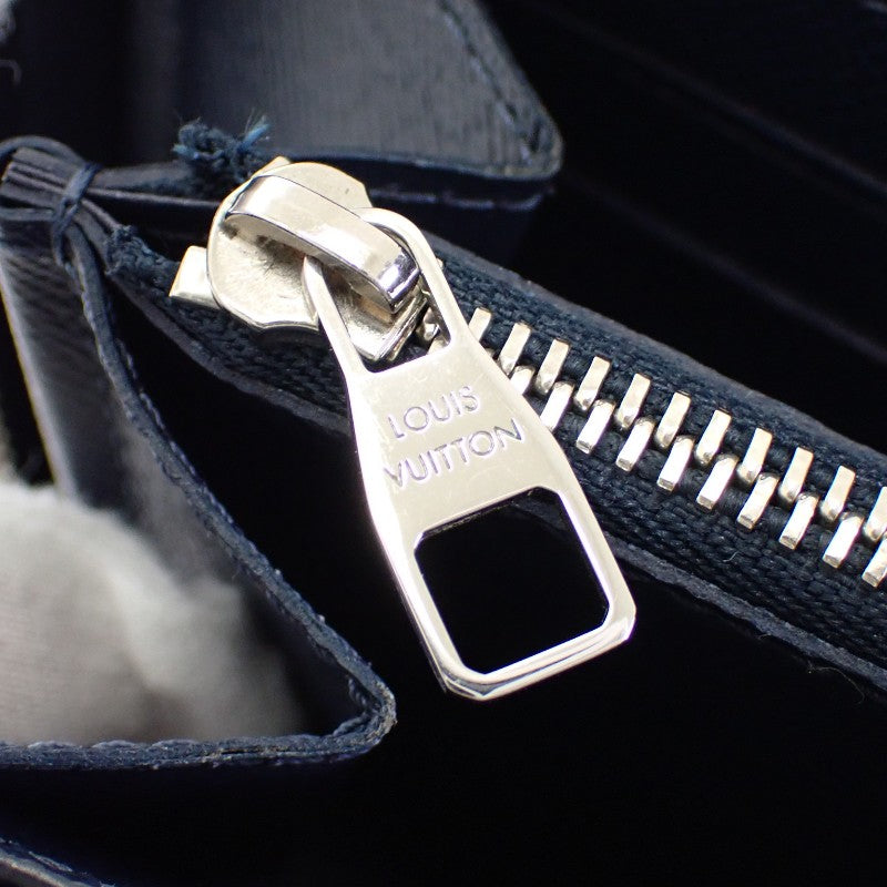 ルイヴィトン LOUIS VUITTON ジッピーXL タイガライン M44276 長財布 レザー ネイビー ブルーマリーヌ 紺 シルバー金具 メンズ【中古】【ABランク】
