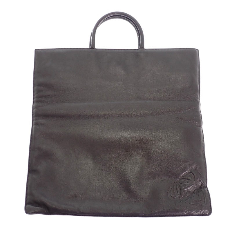 ロエベ LOEWE アナグラムレオパード トートバッグ スウェード カーフ ブラウン ブラック レディース【中古】【Bランク】