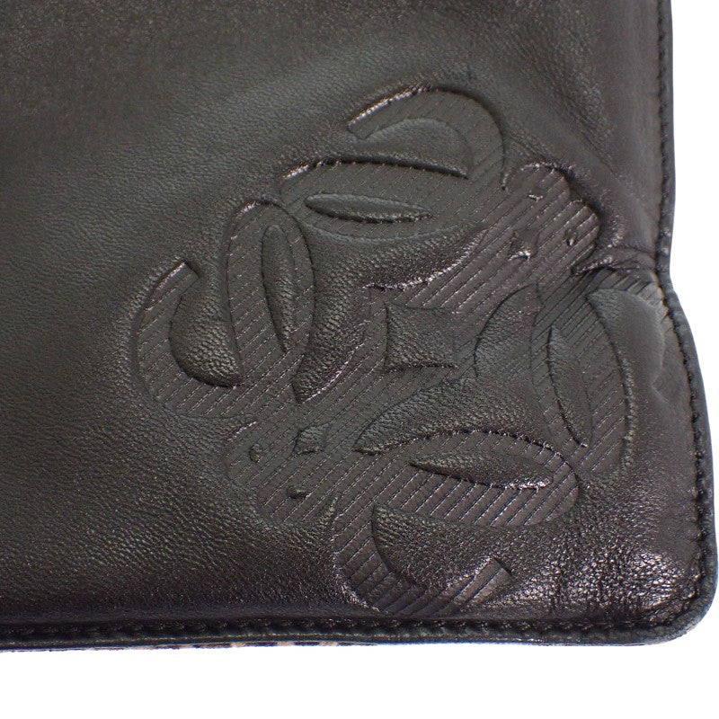 ロエベ LOEWE アナグラムレオパード トートバッグ スウェード カーフ ブラウン ブラック レディース【中古】【Bランク】