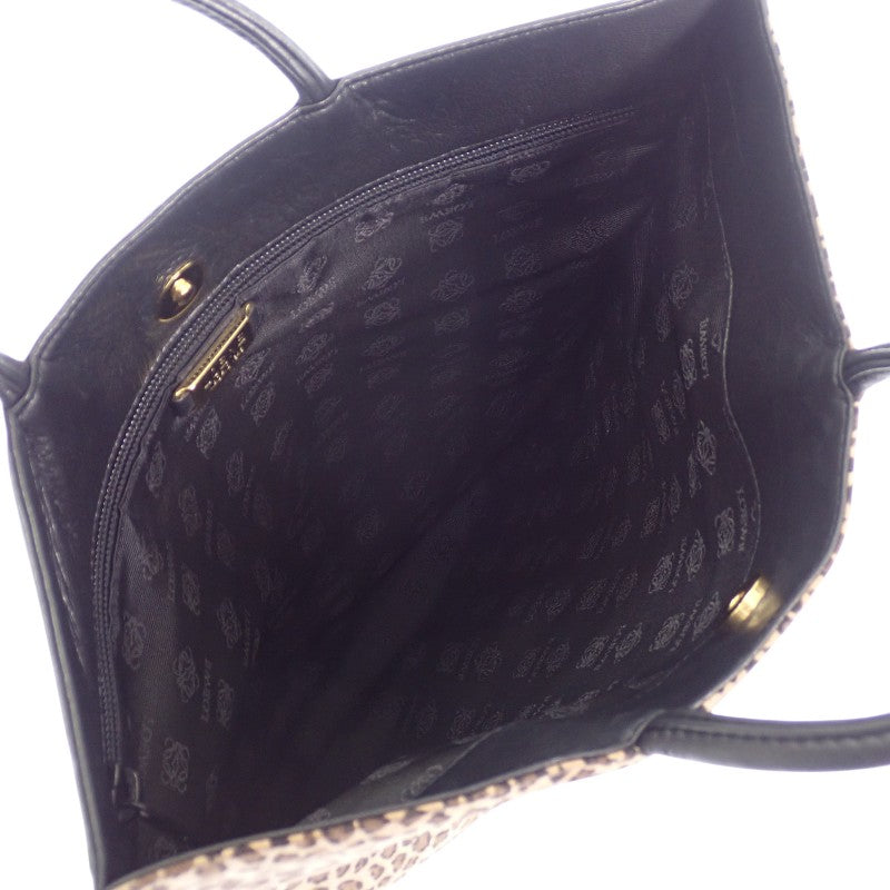ロエベ LOEWE アナグラムレオパード トートバッグ スウェード カーフ ブラウン ブラック レディース【中古】【Bランク】