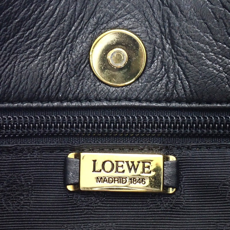ロエベ LOEWE アナグラムレオパード トートバッグ スウェード カーフ ブラウン ブラック レディース【中古】【Bランク】